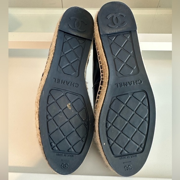 Chanel espadrilles worn once navy black tan authentic size 36 leather - Picture 3 of 6